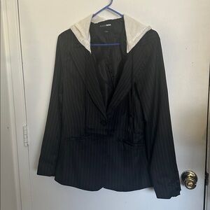 Fashion Nova pinstripe blazer with attached hood